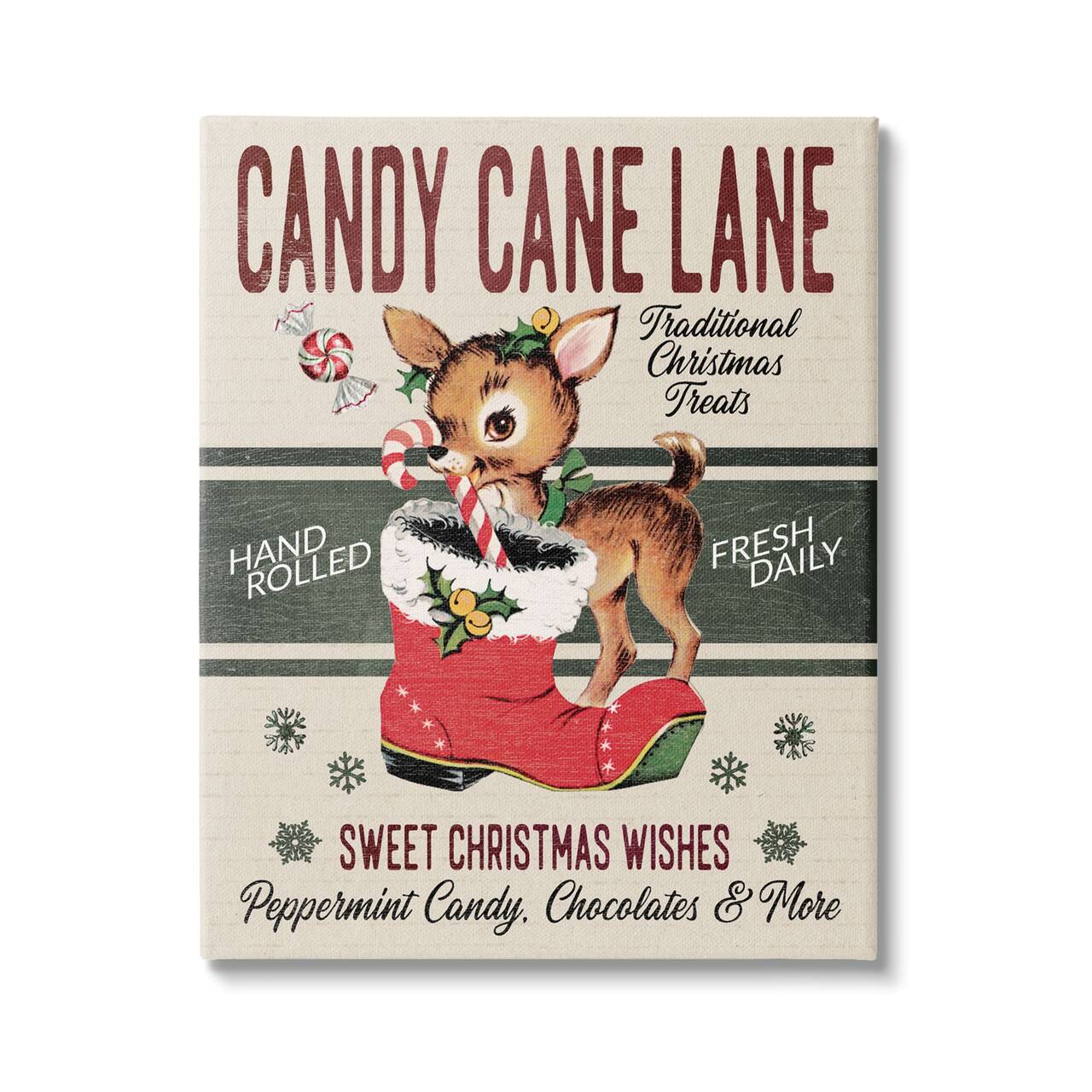 Stupell Industries Candy Cane Lane Vintage Reindeer Boot Canvas Wall Art